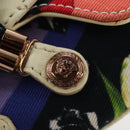 VERSACE Chain Shoulder Bag Canvas Multicolor Gold Auth 195065M-20