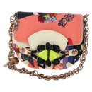 VERSACE Chain Shoulder Bag Canvas Multicolor Gold Auth 195065M-13