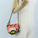 VERSACE Chain Shoulder Bag Canvas Multicolor Gold Auth 195065M-27
