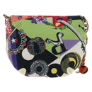 VERSACE Chain Shoulder Bag Canvas Multicolor Gold Auth 195065M-2
