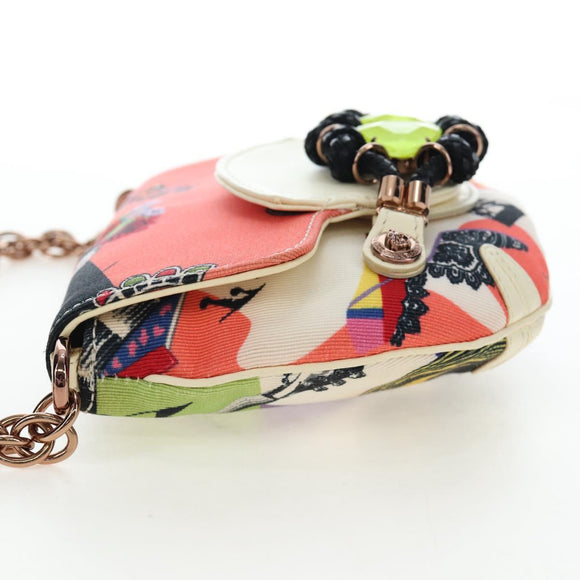VERSACE Chain Shoulder Bag Canvas Multicolor Gold Auth 195065M