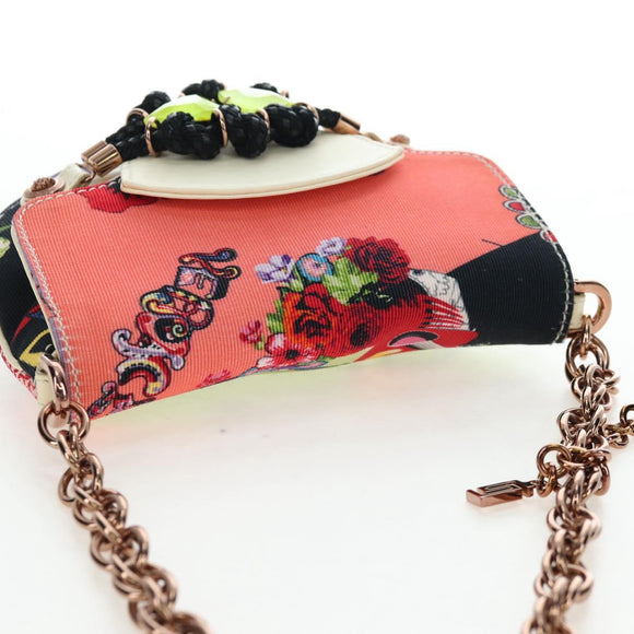 VERSACE Chain Shoulder Bag Canvas Multicolor Gold Auth 195065M