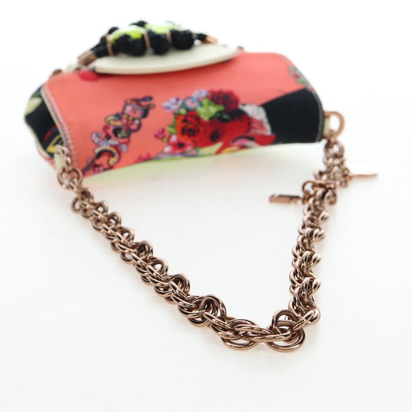 VERSACE Chain Shoulder Bag Canvas Multicolor Gold Auth 195065M
