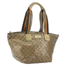 GUCCI GG Canvas GG Crystal Tote Bag Coated Canvas Gold 131230 Auth 195067-1