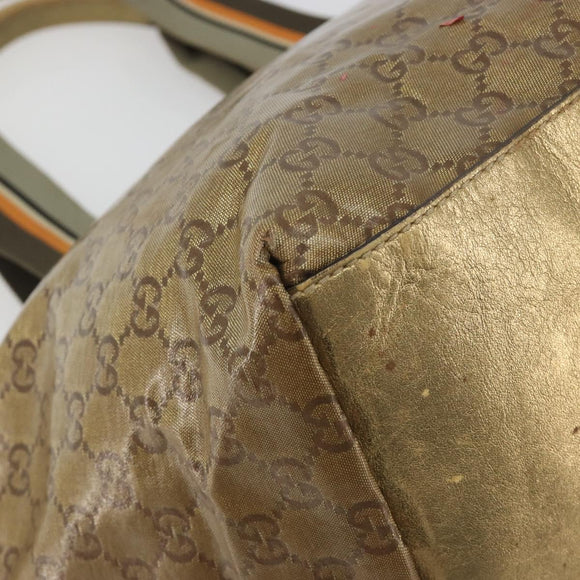 GUCCI GG Canvas GG Crystal Tote Bag Coated Canvas Gold 131230 Auth 195067