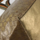 GUCCI GG Canvas GG Crystal Tote Bag Coated Canvas Gold 131230 Auth 195067-16