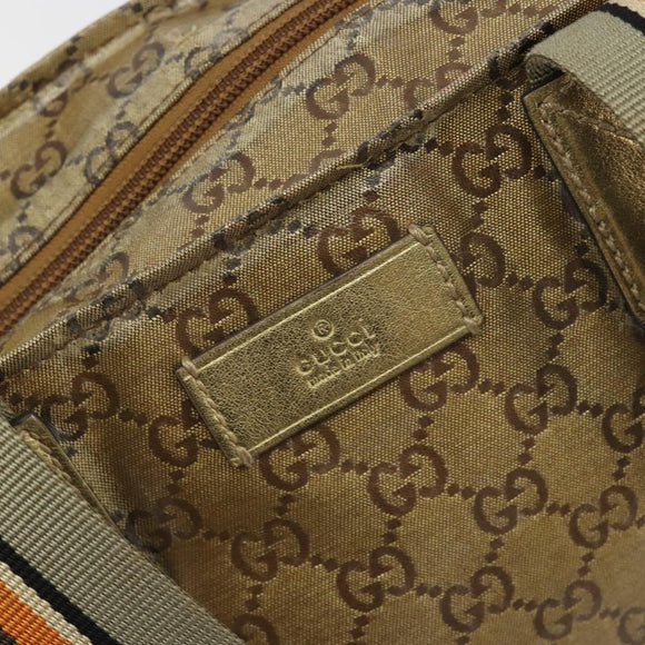GUCCI GG Canvas GG Crystal Tote Bag Coated Canvas Gold 131230 Auth 195067