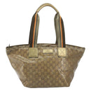 GUCCI GG Canvas GG Crystal Tote Bag Coated Canvas Gold 131230 Auth 195067-13