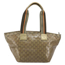 GUCCI GG Canvas GG Crystal Tote Bag Coated Canvas Gold 131230 Auth 195067-2