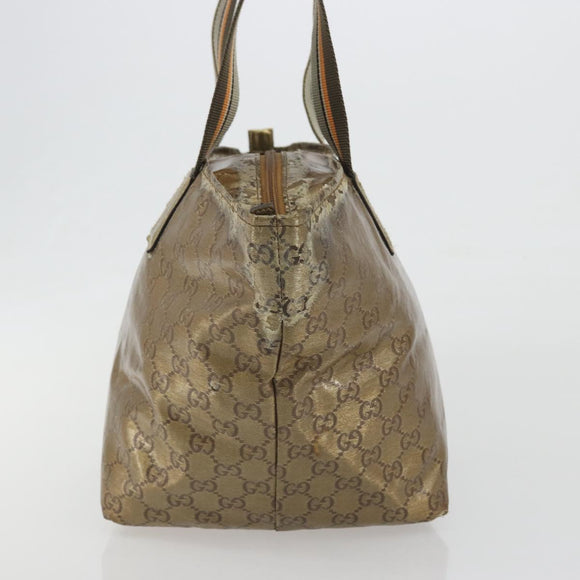 GUCCI GG Canvas GG Crystal Tote Bag Coated Canvas Gold 131230 Auth 195067