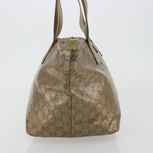 GUCCI GG Canvas GG Crystal Tote Bag Coated Canvas Gold 131230 Auth 195067