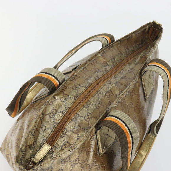 GUCCI GG Canvas GG Crystal Tote Bag Coated Canvas Gold 131230 Auth 195067