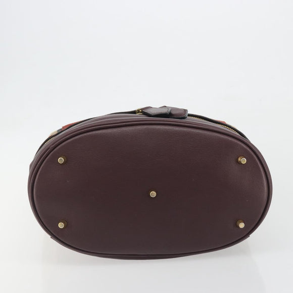 BURBERRY Nova Check Shoulder Bag Canvas Leather Silver Bordeaux Auth 195068
