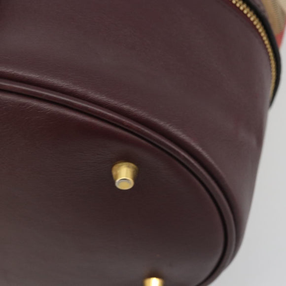 BURBERRY Nova Check Shoulder Bag Canvas Leather Silver Bordeaux Auth 195068