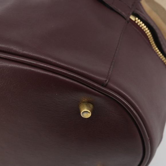 BURBERRY Nova Check Shoulder Bag Canvas Leather Silver Bordeaux Auth 195068