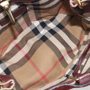 BURBERRY Nova Check Shoulder Bag Canvas Leather Silver Bordeaux Auth 195068-11