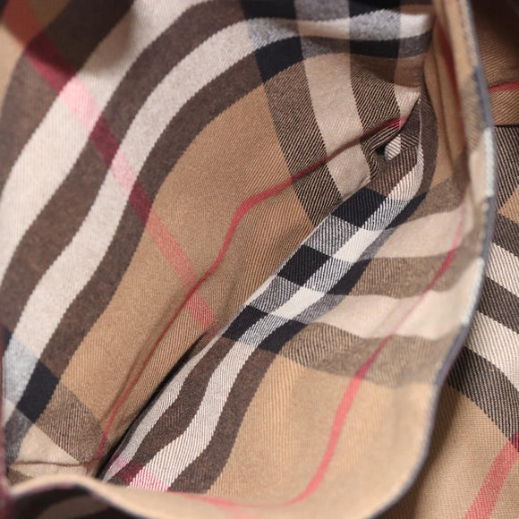 BURBERRY Nova Check Shoulder Bag Canvas Leather Silver Bordeaux Auth 195068
