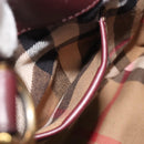 BURBERRY Nova Check Shoulder Bag Canvas Leather Silver Bordeaux Auth 195068-22