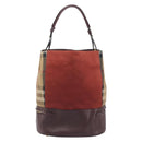 BURBERRY Nova Check Shoulder Bag Canvas Leather Silver Bordeaux Auth 195068-2