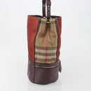 BURBERRY Nova Check Shoulder Bag Canvas Leather Silver Bordeaux Auth 195068-4