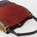 BURBERRY Nova Check Shoulder Bag Canvas Leather Silver Bordeaux Auth 195068-6