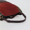 BURBERRY Nova Check Shoulder Bag Canvas Leather Silver Bordeaux Auth 195068-7