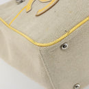 CHANEL Choco Bar Cambon Chain Tote Bag Canvas Beige Silver CC Auth 195070A-11
