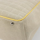 CHANEL Choco Bar Cambon Chain Tote Bag Canvas Beige Silver CC Auth 195070A-12