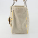 CHANEL Choco Bar Cambon Chain Tote Bag Canvas Beige Silver CC Auth 195070A-4