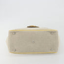 CHANEL Choco Bar Cambon Chain Tote Bag Canvas Beige Silver CC Auth 195070A-9