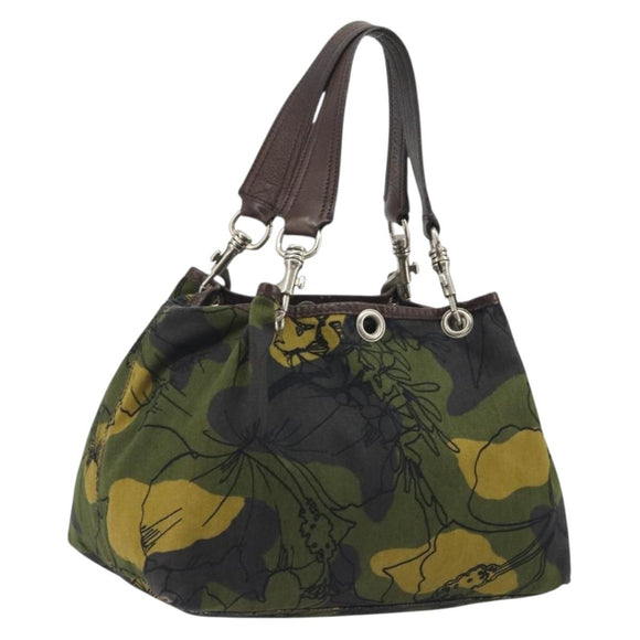 Miu Miu Tote Bag Canvas Green Silver Auth 195073A