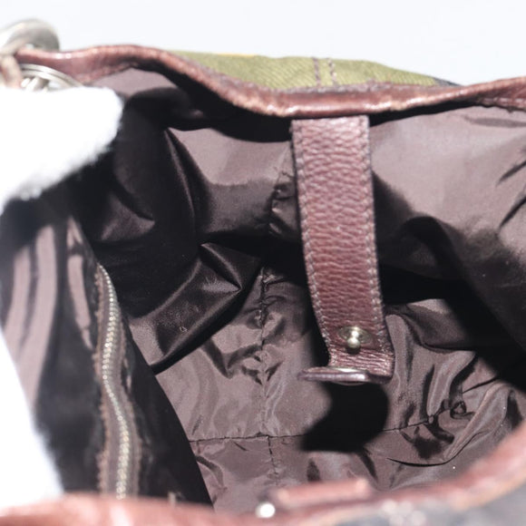 Miu Miu Tote Bag Canvas Green Silver Auth 195073A