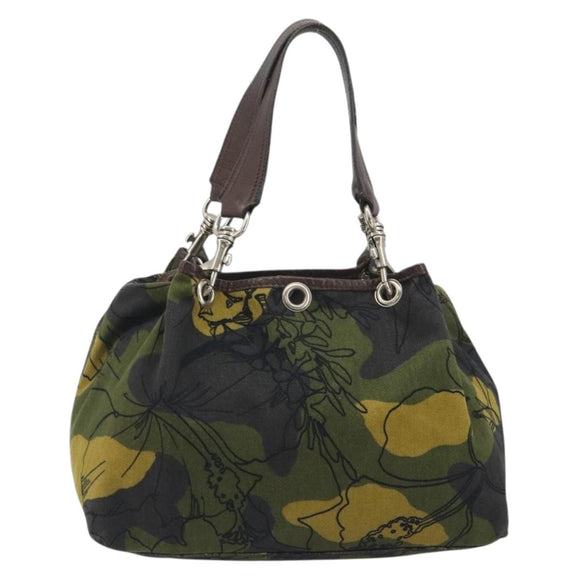 Miu Miu Tote Bag Canvas Green Silver Auth 195073A