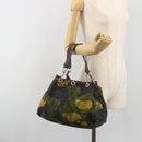 Miu Miu Tote Bag Canvas Green Silver Auth 195073A-23