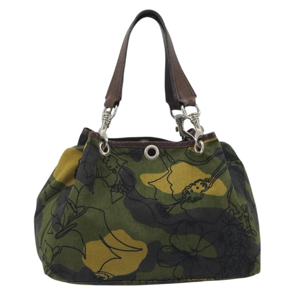 Miu Miu Tote Bag Canvas Green Silver Auth 195073A