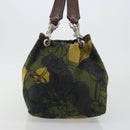 Miu Miu Tote Bag Canvas Green Silver Auth 195073A-3