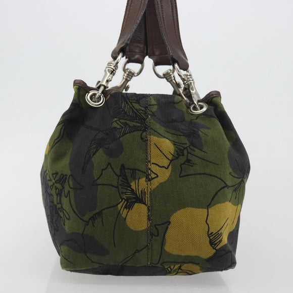 Miu Miu Tote Bag Canvas Green Silver Auth 195073A