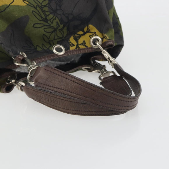 Miu Miu Tote Bag Canvas Green Silver Auth 195073A
