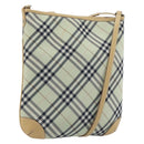 BURBERRY Nova Check Blue Label Shoulder Bag Nylon Green Silver Auth 195078A-1