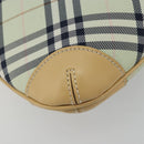 BURBERRY Nova Check Blue Label Shoulder Bag Nylon Green Silver Auth 195078A-15