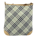 BURBERRY Nova Check Blue Label Shoulder Bag Nylon Green Silver Auth 195078A-13