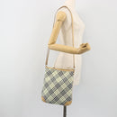 BURBERRY Nova Check Blue Label Shoulder Bag Nylon Green Silver Auth 195078A-24