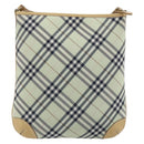 BURBERRY Nova Check Blue Label Shoulder Bag Nylon Green Silver Auth 195078A-2