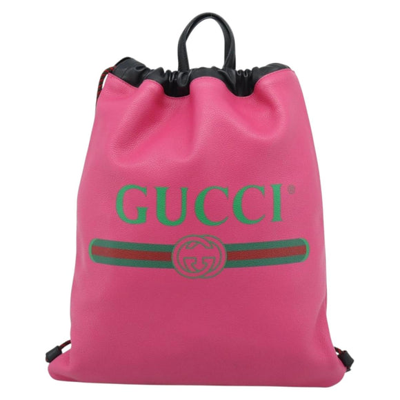 GUCCI Drawstring Backpack Leather Pink 516639 Auth 195079A