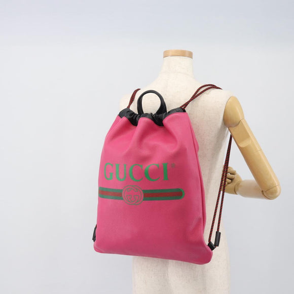 GUCCI Drawstring Backpack Leather Pink 516639 Auth 195079A