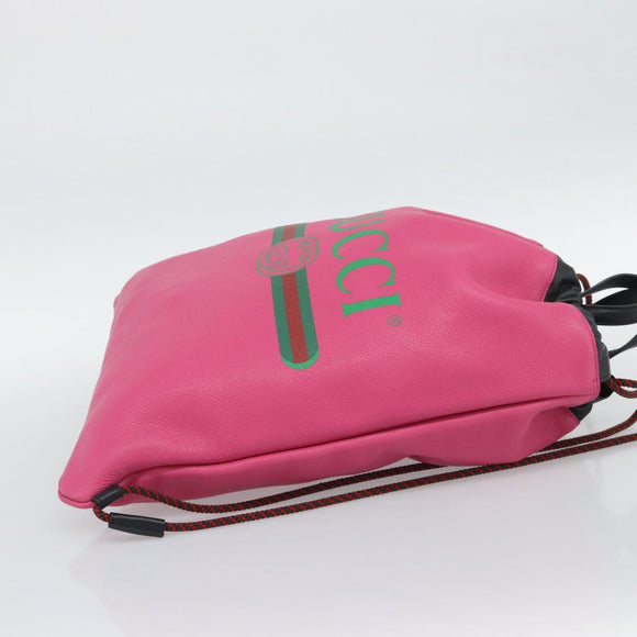 GUCCI Drawstring Backpack Leather Pink 516639 Auth 195079A