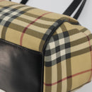 BURBERRY Nova Check Tote Bag PVC Beige Silver Auth 195080A-14
