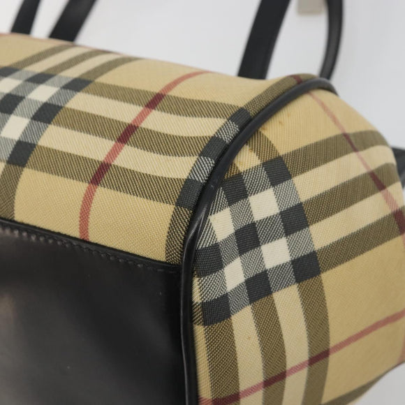 BURBERRY Nova Check Tote Bag PVC Beige Silver Auth 195080A