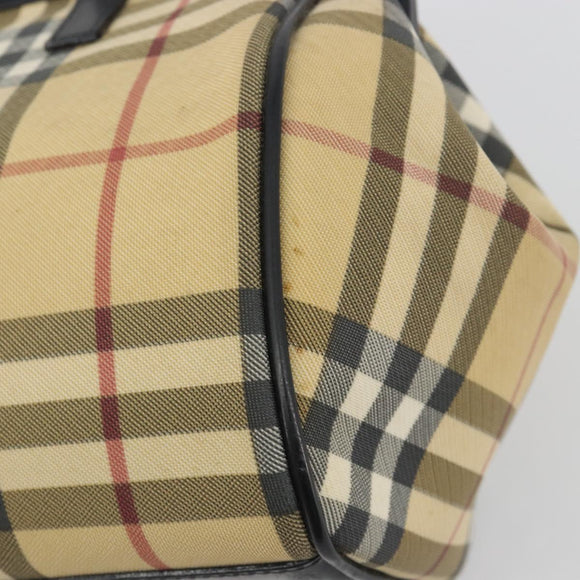 BURBERRY Nova Check Tote Bag PVC Beige Silver Auth 195080A