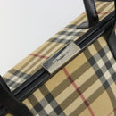 BURBERRY Nova Check Tote Bag PVC Beige Silver Auth 195080A-10
